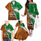 Custom Rabbitohs And Tigers Family Matching Off The Shoulder Long Sleeve Dress and Hawaiian Shirt Together Dynamic Style