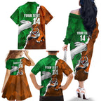 Custom Rabbitohs And Tigers Family Matching Off The Shoulder Long Sleeve Dress and Hawaiian Shirt Together Dynamic Style