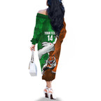 Custom Rabbitohs And Tigers Family Matching Off The Shoulder Long Sleeve Dress and Hawaiian Shirt Together Dynamic Style