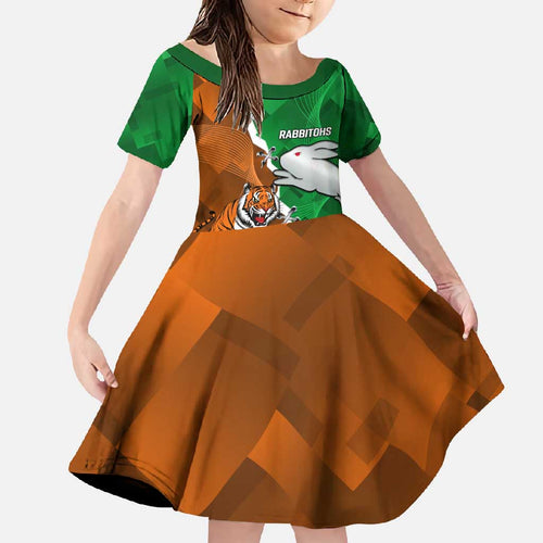Custom Rabbitohs And Tigers Family Matching Off Shoulder Maxi Dress and Hawaiian Shirt Together Dynamic Style