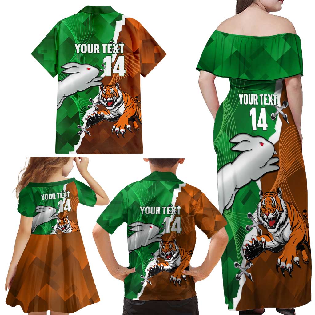 Custom Rabbitohs And Tigers Family Matching Off Shoulder Maxi Dress and Hawaiian Shirt Together Dynamic Style