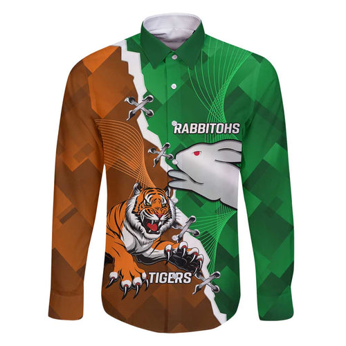 Custom Rabbitohs And Tigers Family Matching Off Shoulder Maxi Dress and Hawaiian Shirt Together Dynamic Style