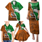 Custom Rabbitohs And Tigers Family Matching Puletasi and Hawaiian Shirt Together Dynamic Style