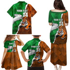 Custom Rabbitohs And Tigers Family Matching Puletasi and Hawaiian Shirt Together Dynamic Style