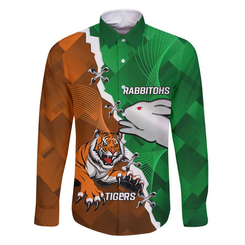 Custom Rabbitohs And Tigers Family Matching Puletasi and Hawaiian Shirt Together Dynamic Style