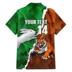 Custom Rabbitohs And Tigers Family Matching Short Sleeve Bodycon Dress and Hawaiian Shirt Together Dynamic Style