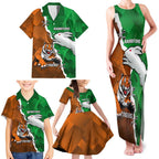Custom Rabbitohs And Tigers Family Matching Tank Maxi Dress and Hawaiian Shirt Together Dynamic Style