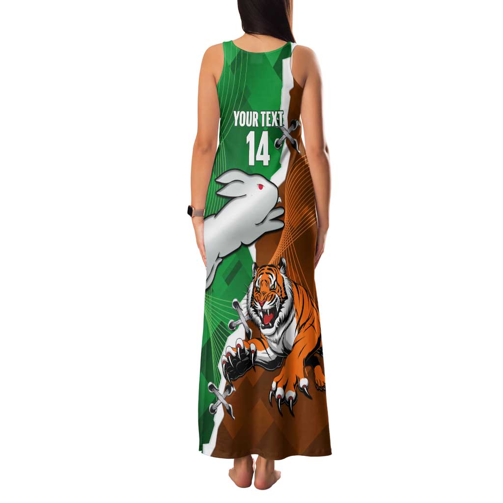 Custom Rabbitohs And Tigers Family Matching Tank Maxi Dress and Hawaiian Shirt Together Dynamic Style