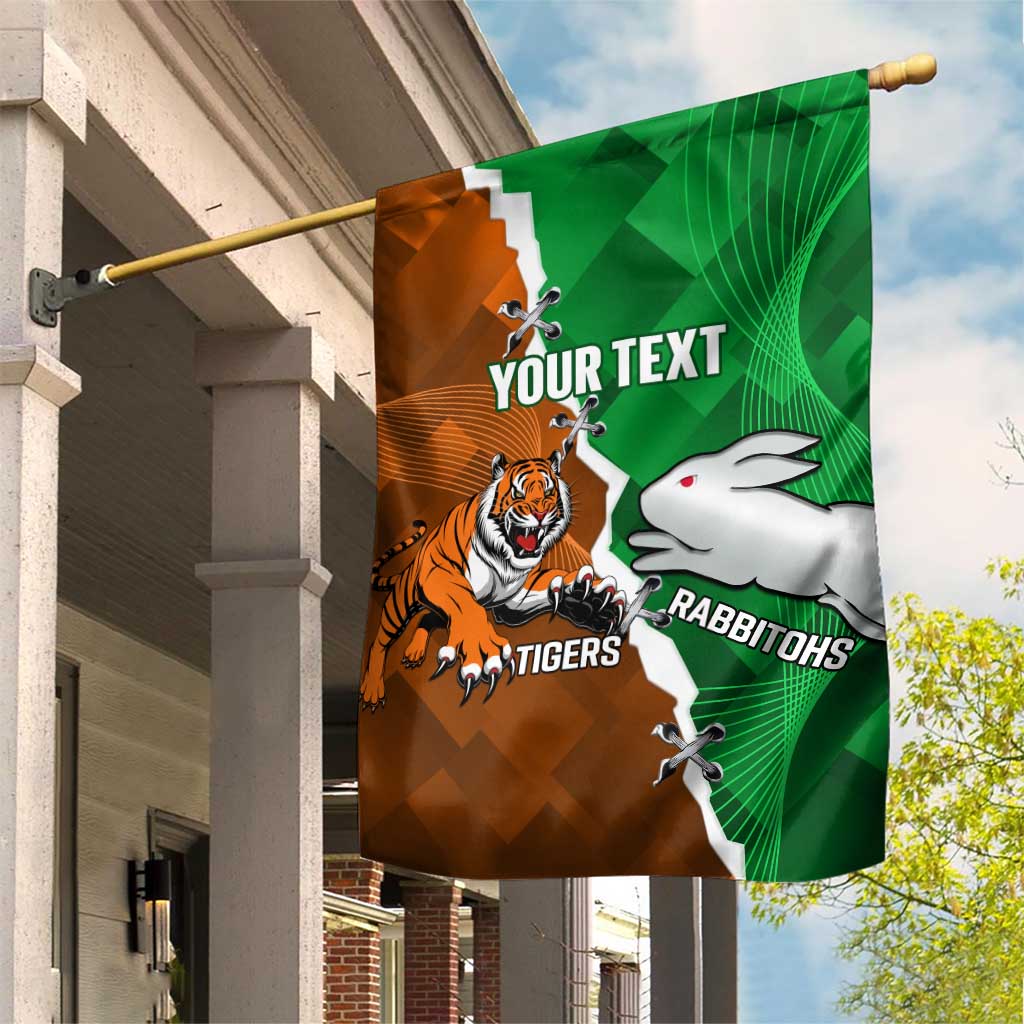 Custom Rabbitohs And Tigers Garden Flag Together Dynamic Style