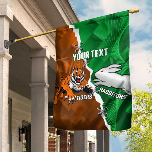 Custom Rabbitohs And Tigers Garden Flag Together Dynamic Style
