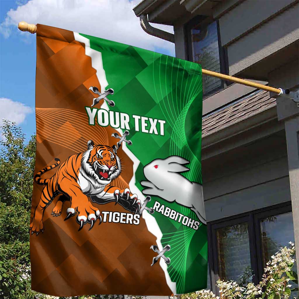 Custom Rabbitohs And Tigers Garden Flag Together Dynamic Style