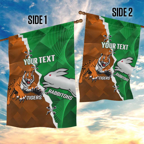 Custom Rabbitohs And Tigers Garden Flag Together Dynamic Style