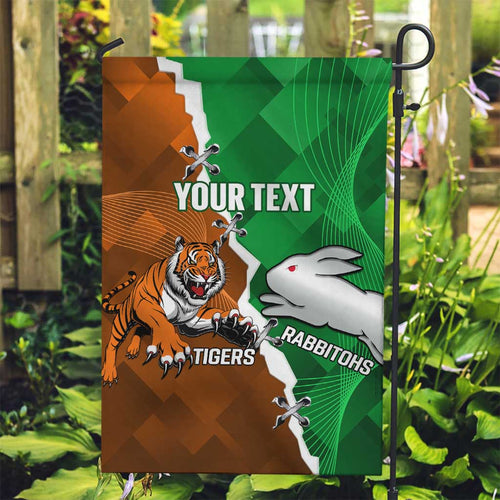 Custom Rabbitohs And Tigers Garden Flag Together Dynamic Style