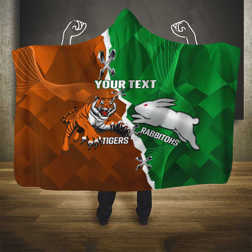 Custom Rabbitohs And Tigers Hooded Blanket Together Dynamic Style