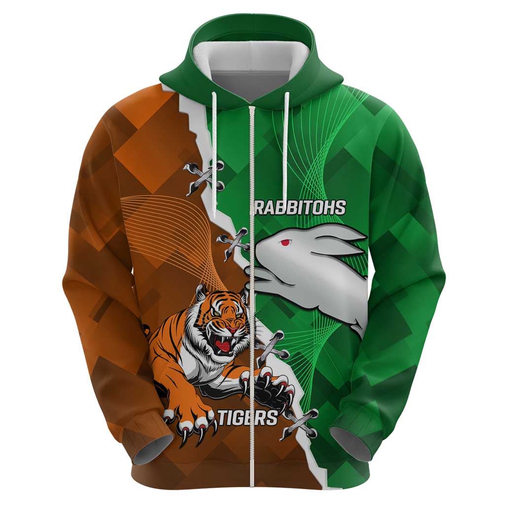 Custom Rabbitohs And Tigers Hoodie Together Dynamic Style