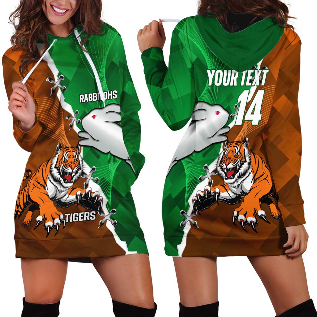 Custom Rabbitohs And Tigers Hoodie Dress Together Dynamic Style
