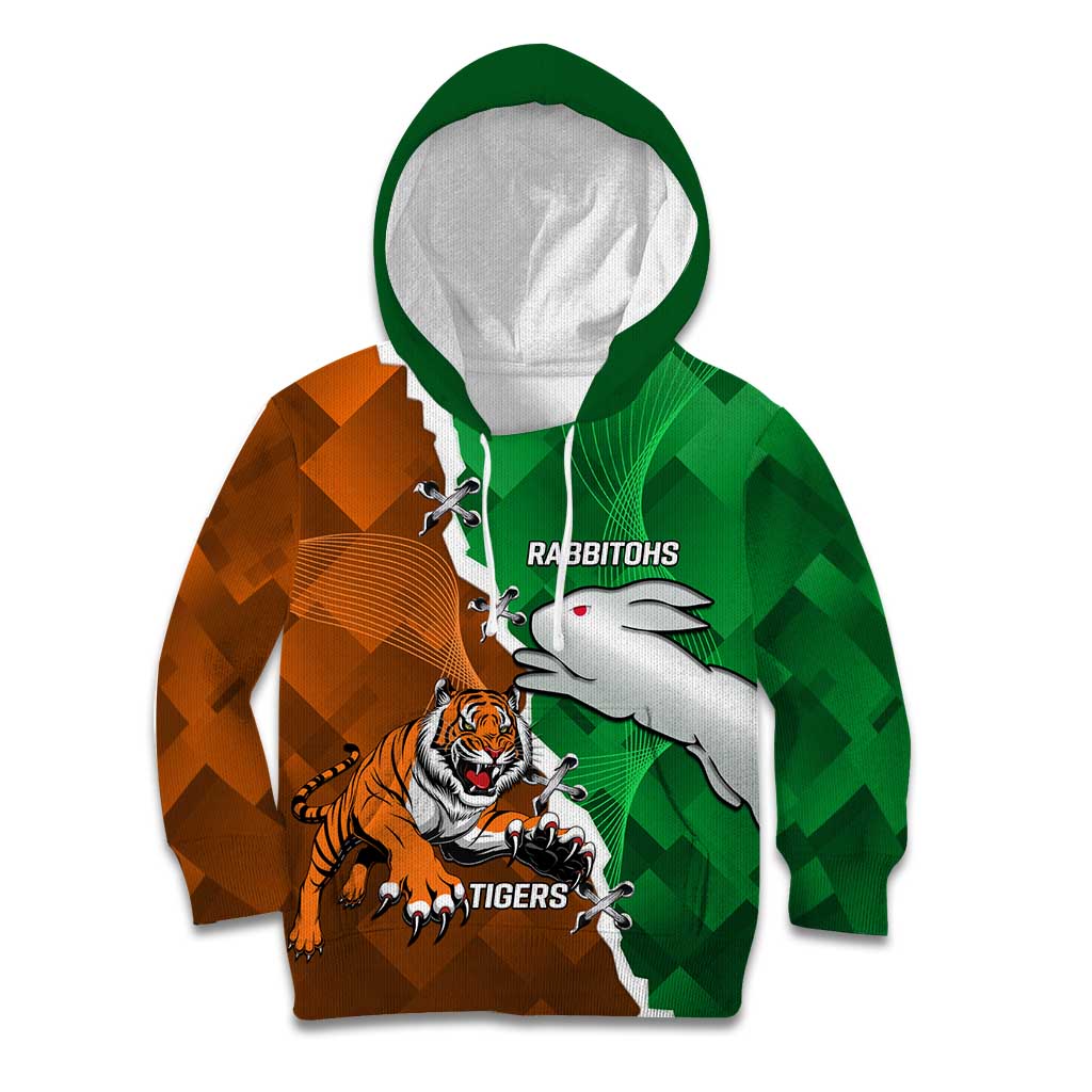 Custom Rabbitohs And Tigers Kid Hoodie Together Dynamic Style
