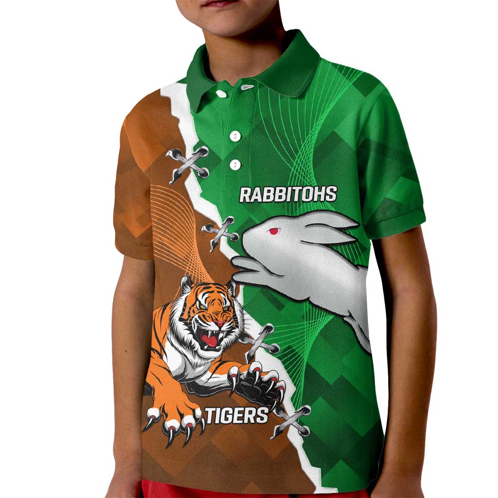 Custom Rabbitohs And Tigers Kid Polo Shirt Together Dynamic Style