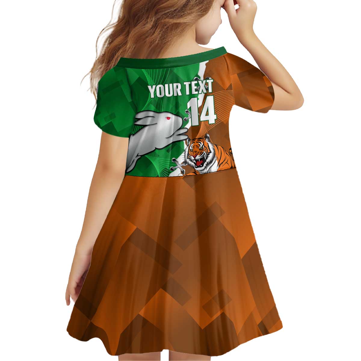 Custom Rabbitohs And Tigers Kid Short Sleeve Dress Together Dynamic Style