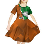 Custom Rabbitohs And Tigers Kid Short Sleeve Dress Together Dynamic Style
