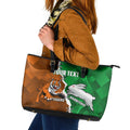 Custom Rabbitohs And Tigers Leather Tote Bag Together Dynamic Style