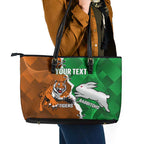 Custom Rabbitohs And Tigers Leather Tote Bag Together Dynamic Style