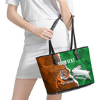 Custom Rabbitohs And Tigers Leather Tote Bag Together Dynamic Style