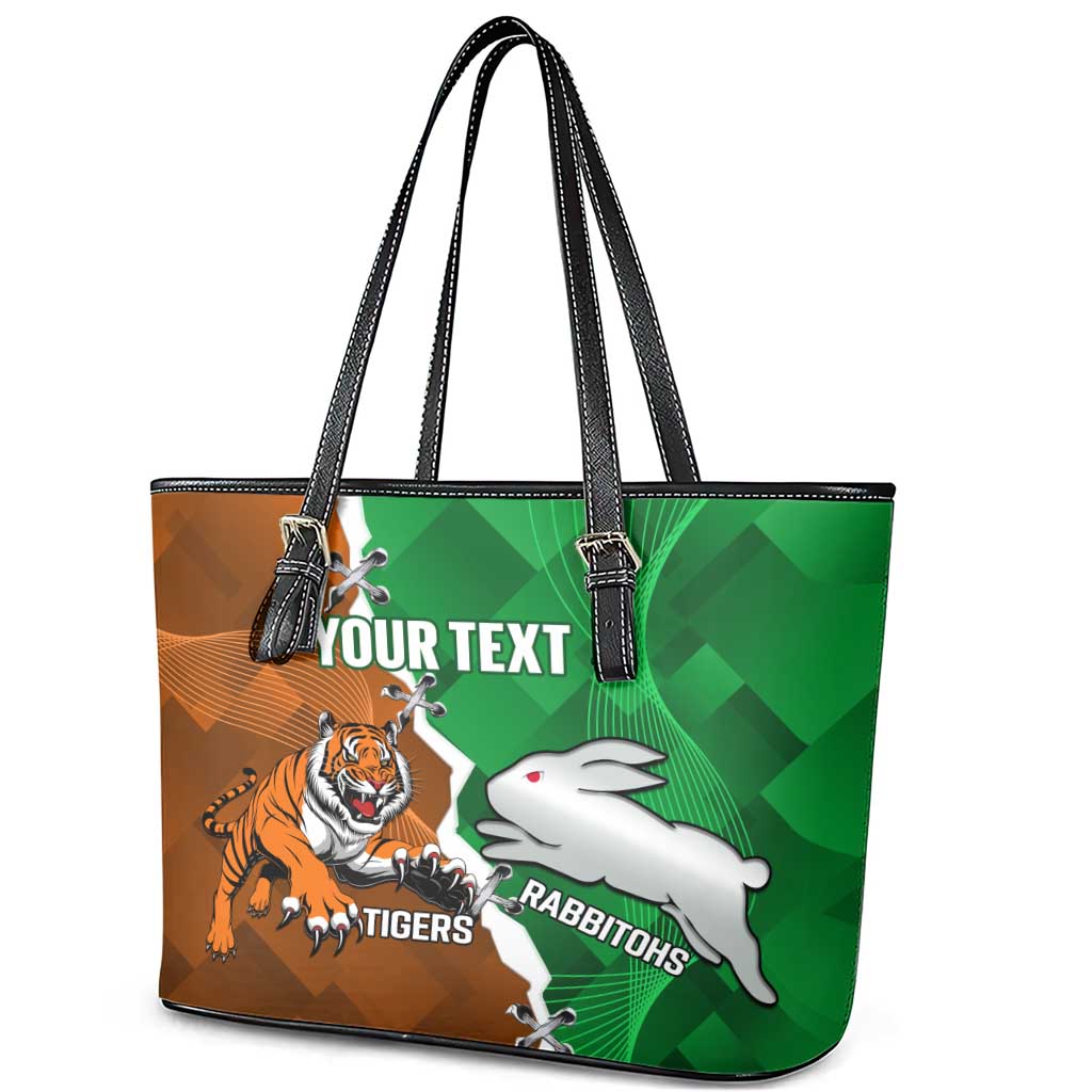 Custom Rabbitohs And Tigers Leather Tote Bag Together Dynamic Style