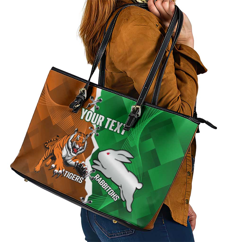 Custom Rabbitohs And Tigers Leather Tote Bag Together Dynamic Style