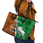 Custom Rabbitohs And Tigers Leather Tote Bag Together Dynamic Style