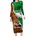 Custom Rabbitohs And Tigers Long Sleeve Bodycon Dress Together Dynamic Style