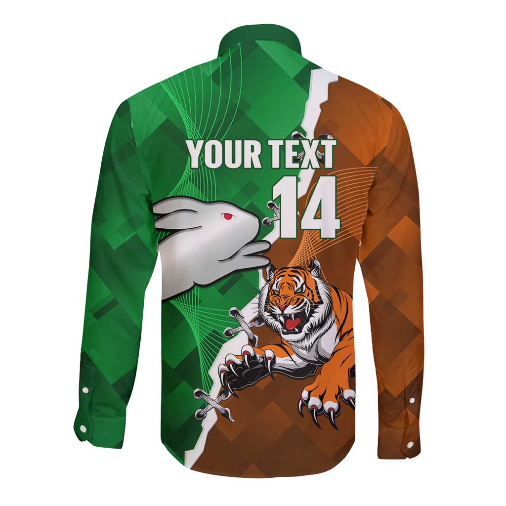 Custom Rabbitohs And Tigers Long Sleeve Button Shirt Together Dynamic Style