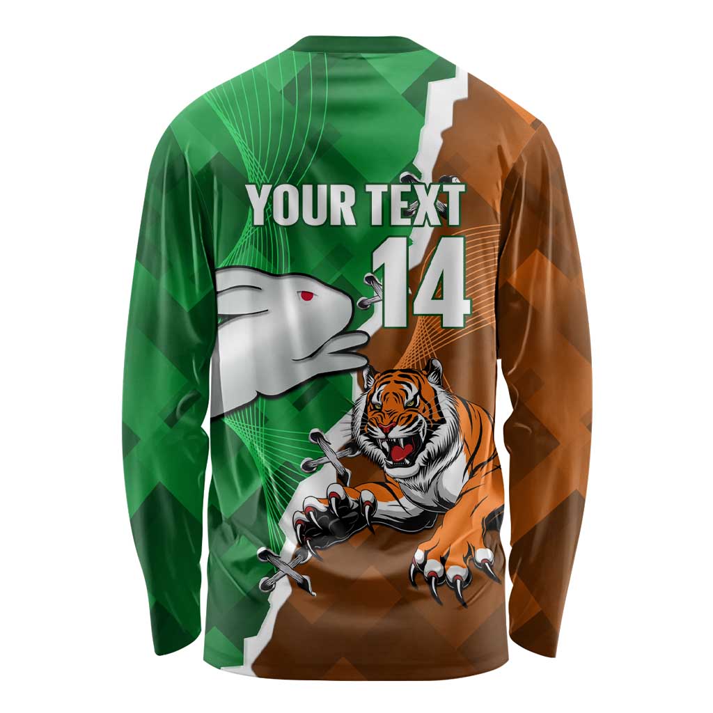 Custom Rabbitohs And Tigers Long Sleeve Shirt Together Dynamic Style