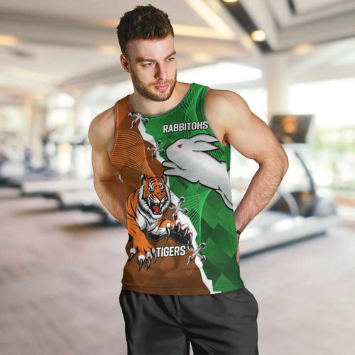 Custom Rabbitohs And Tigers Men Tank Top Together Dynamic Style