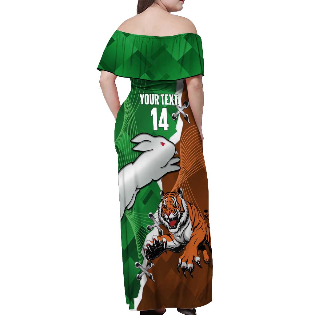 Custom Rabbitohs And Tigers Off Shoulder Maxi Dress Together Dynamic Style