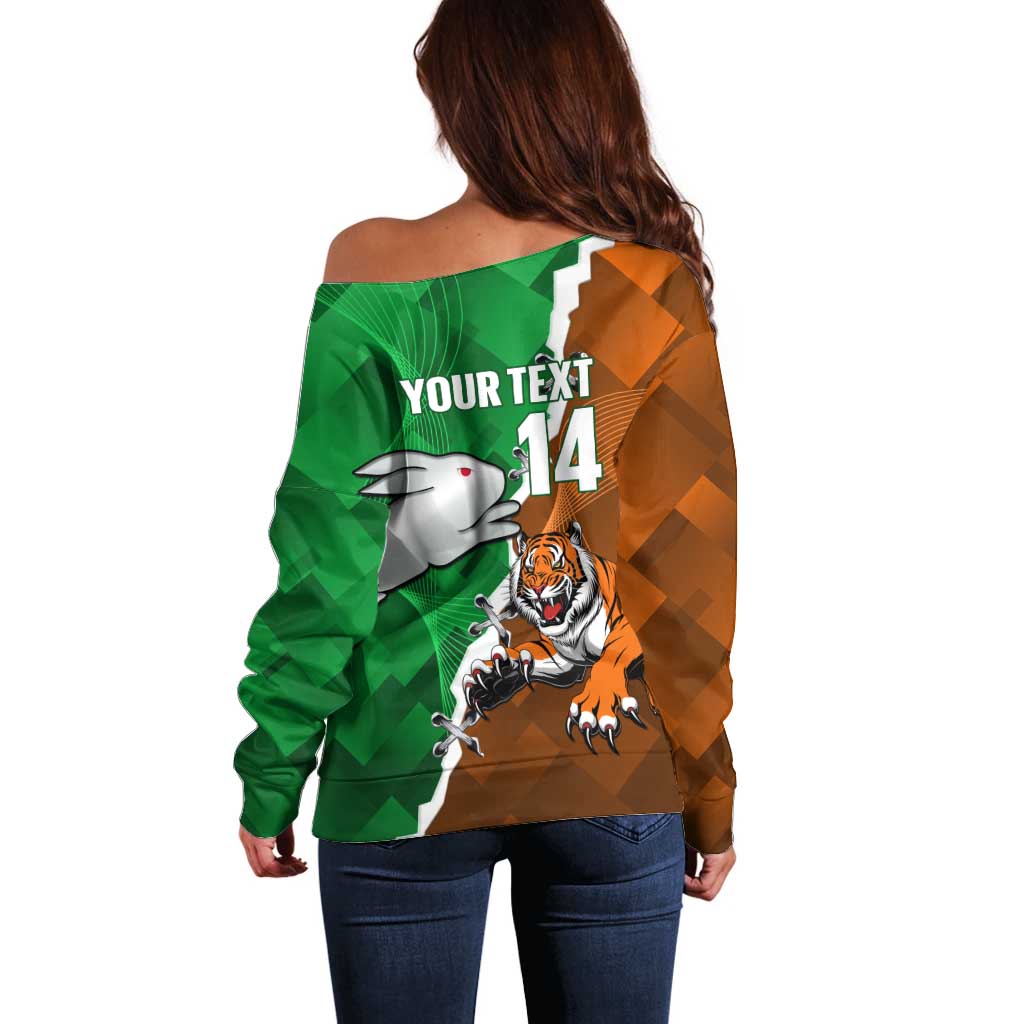 Custom Rabbitohs And Tigers Off Shoulder Sweater Together Dynamic Style