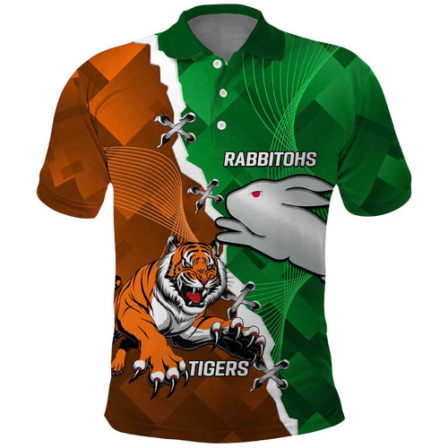 Custom Rabbitohs And Tigers Polo Shirt Together Dynamic Style