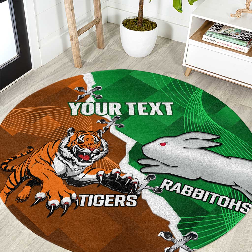 Custom Rabbitohs And Tigers Round Carpet Together Dynamic Style
