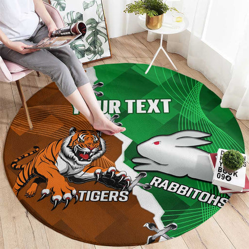 Custom Rabbitohs And Tigers Round Carpet Together Dynamic Style