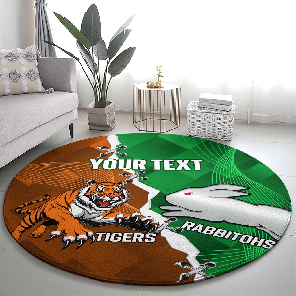 Custom Rabbitohs And Tigers Round Carpet Together Dynamic Style