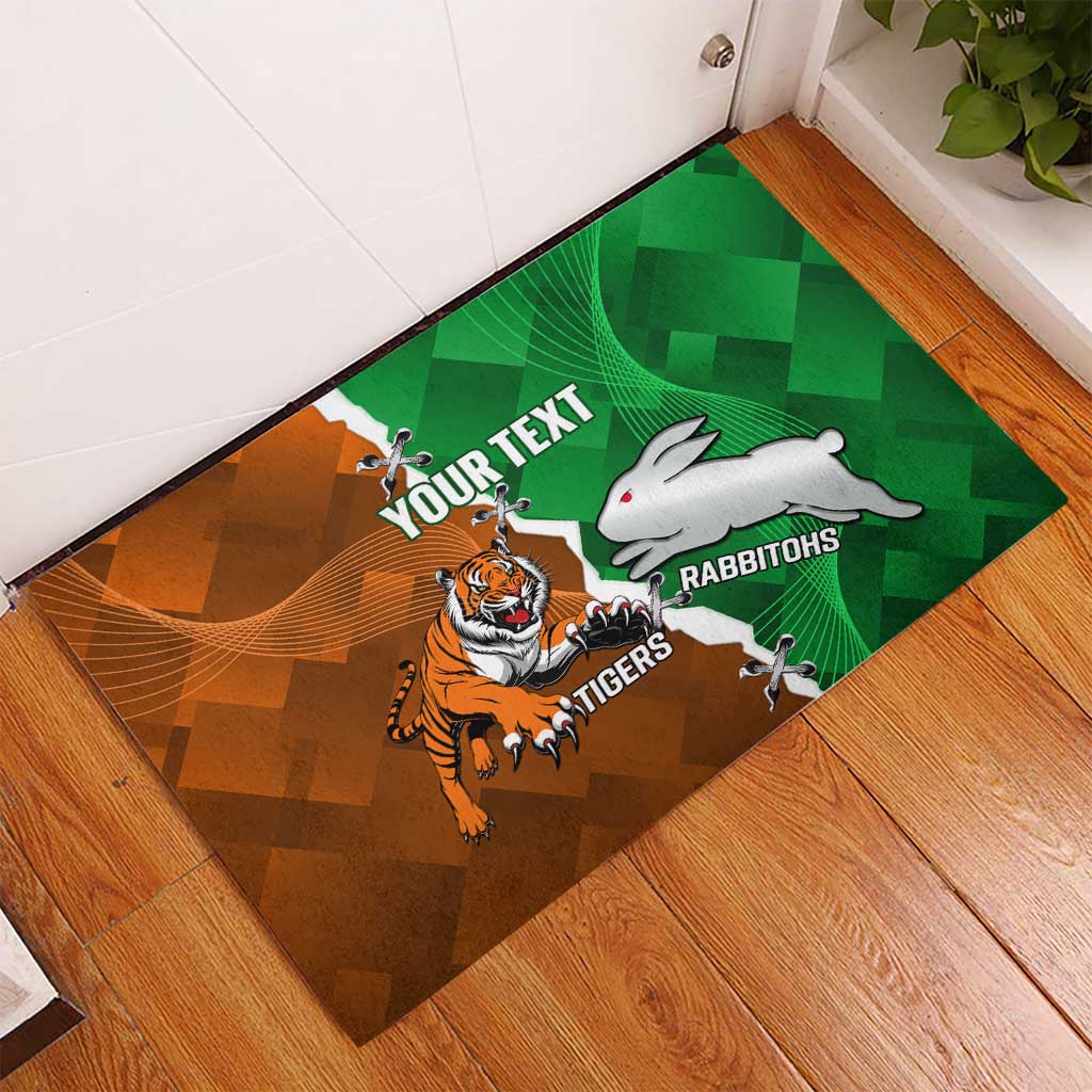 Custom Rabbitohs And Tigers Rubber Doormat Together Dynamic Style
