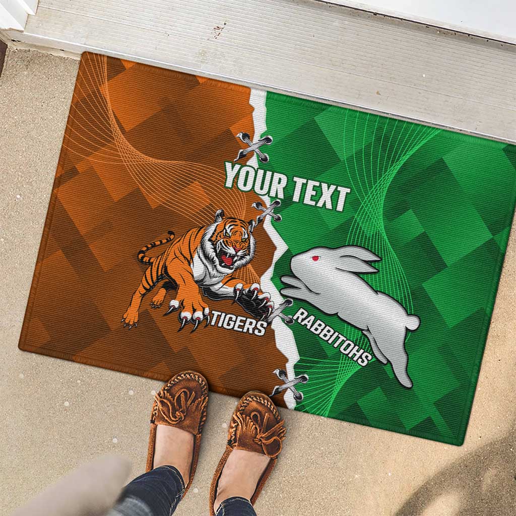 Custom Rabbitohs And Tigers Rubber Doormat Together Dynamic Style