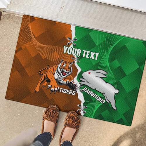 Custom Rabbitohs And Tigers Rubber Doormat Together Dynamic Style