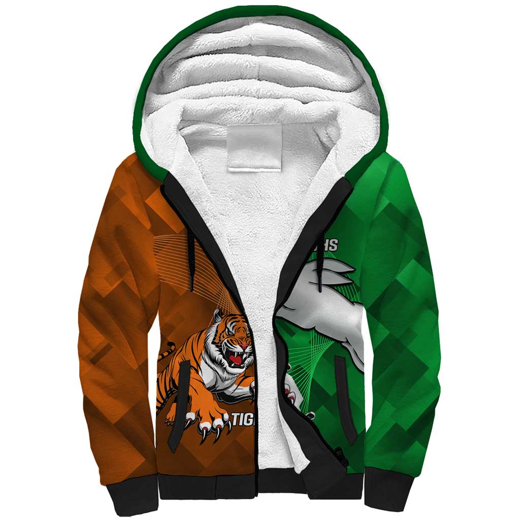 Custom Rabbitohs And Tigers Sherpa Hoodie Together Dynamic Style