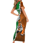 Custom Rabbitohs And Tigers Short Sleeve Bodycon Dress Together Dynamic Style