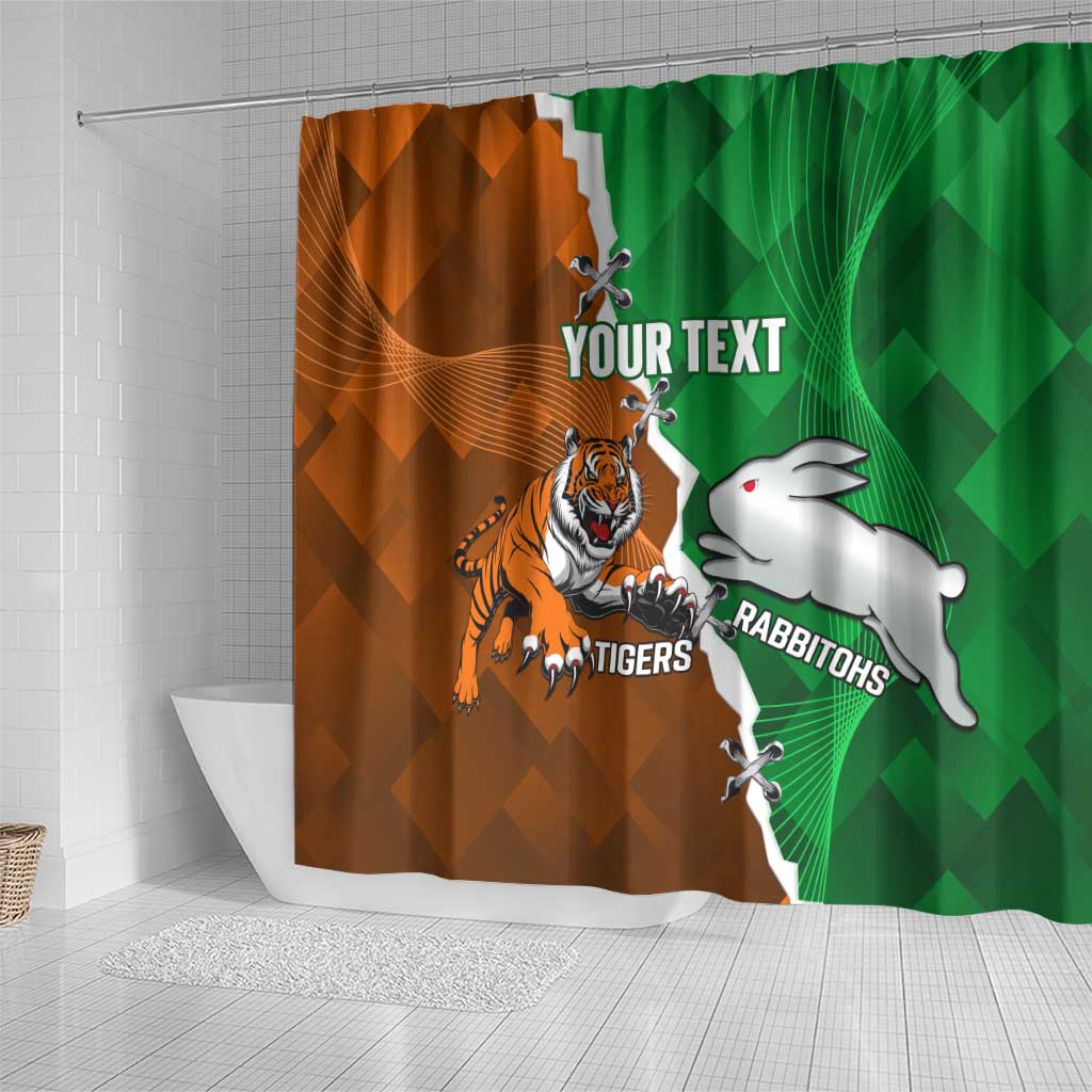 Custom Rabbitohs And Tigers Shower Curtain Together Dynamic Style