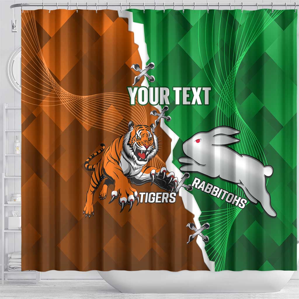 Custom Rabbitohs And Tigers Shower Curtain Together Dynamic Style