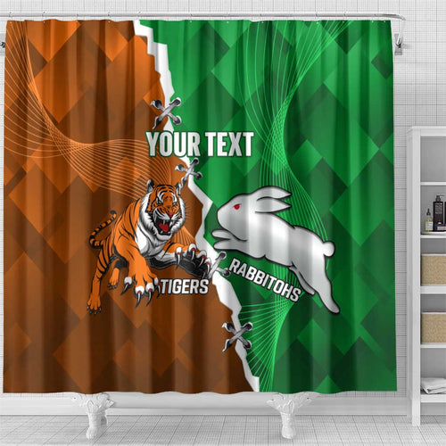 Custom Rabbitohs And Tigers Shower Curtain Together Dynamic Style