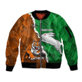 Custom Rabbitohs And Tigers Sleeve Zip Bomber Jacket Together Dynamic Style