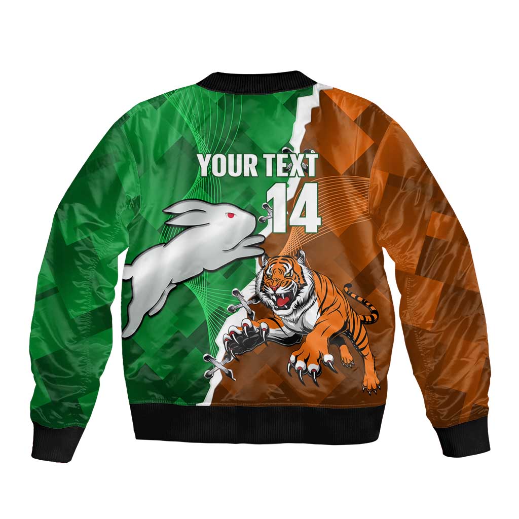 Custom Rabbitohs And Tigers Sleeve Zip Bomber Jacket Together Dynamic Style